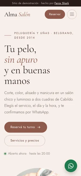 Captura en celular de la misma peluquería