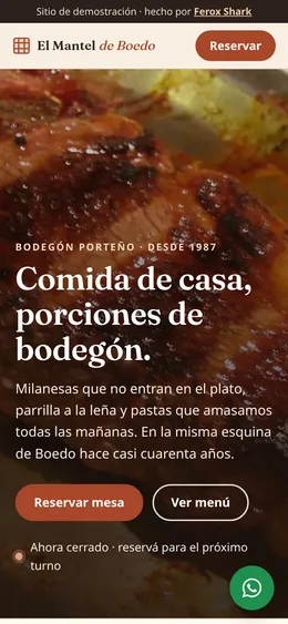 Captura en celular del mismo restaurante